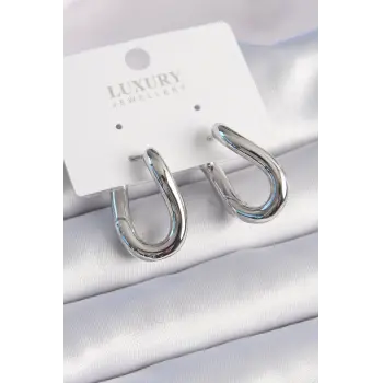 Pirinç Gümüş Renk Halka Model Kadın Küpe