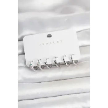Pirinç Gümüş Renk Yılan Model Kadın Küpe Seti