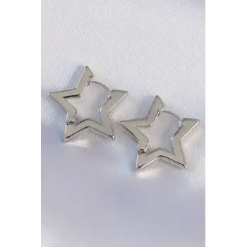Pirinç Gümüş Renk Yıldız Küpe