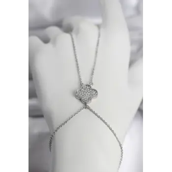 Pirinç Gümüş Renk Yonca Model Kadın Şahmeran
