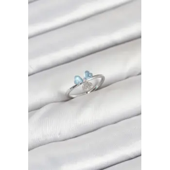 Pirinç Gümüş Renk Yonca Model Kadın Yüzük