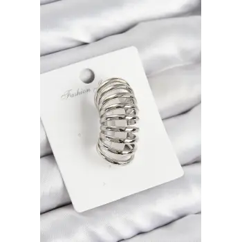 Pirinç Yay Model Gümüş Renk Sağ Kıkırdak Küpe
