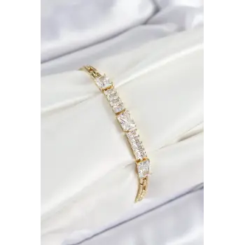 Xuping Pirinç Parçalı Su Yolu Model Gold Renk Kadın Bileklik