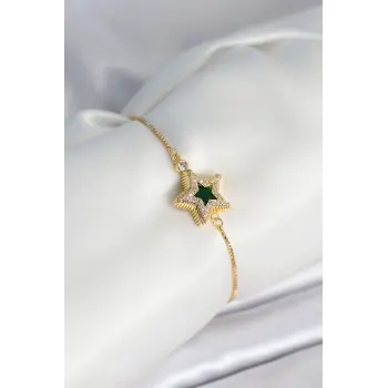 Yıldız Model Asansörlü Gold Renk Kadın Bileklik