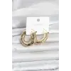 316L Çelik Gold Renk Bambu Model Halka Kadın Küpe