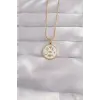 316L Çelik Gold Renk Beyaz Mineli Karışık Figürlü Tarot Kolye