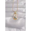 316L Çelik Gold Renk Beyaz Mineli Kız Figür Tarot Kolye