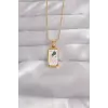 316L Çelik Gold Renk Beyaz Mineli Tarot Kolye