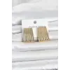 316L Çelik Gold Renk Çizgili Plaka Model Kadın Küpe