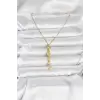 316L Çelik Gold Renk Deniz Temalı Y Model Zirkon Taşlı Kadın Kolye