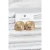 316L Çelik Gold Renk Düğme Model Kadın Küpe