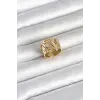 316L Çelik Gold Renk Geometrik Model Kadın Yüzük