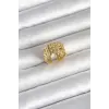 316L Çelik Gold Renk Hasır Model Kadın Yüzük