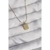 316L Çelik Gold Renk Kare Charm Model Kolye