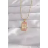 316L Çelik Gold Renk Karışık Mineli Ay Figür Tarot Kolye