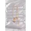 316L Çelik Gold Renk Karışık Mineli Ay Figür Tarot Kolye