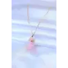 316L Çelik Gold Renk Kristal Pembe Taş Model Kadın kolye