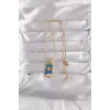 316L Çelik Gold Renk Mavi Mineli Güneş Model Tarot Kolye