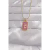316L Çelik Gold Renk Mor Mineli El Figür Tarot Kolye
