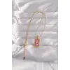 316L Çelik Gold Renk Mor Mineli El Figür Tarot Kolye