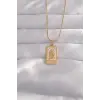 316L Çelik Gold Renk Pembe Mineli El Figür Tarot Kolye