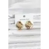316L Çelik Gold Renk Plaka Model Kadın Küpe