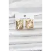 316L Çelik Gold Renk Plaka Model Kadın Küpe