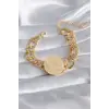 316L Çelik Gold Renk Reşat Altın Model Samanyolu Kadın Bileklik