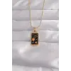 316L Çelik Gold Renk Siyah Mineli Yıldız Figür Tarot Kolye