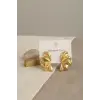 316L Çelik Gold Renk Vintage 3D Dalgalı Model Küpe