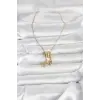 316L Çelik Gold Zirkon Taşlı Deniz Tema Charmlı Kadın Kolye