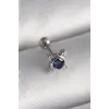 316L Çelik Gümüş Renk Mavi Zirkon Taşlı Tragus Piercing