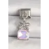316L Çelik Gümüş Renk Pembe Zirkon Taşlı Çanta Model Nomination Charm