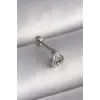 316L Çelik Gümüş Renk Üçgen Zirkon Taşlı Tragus Piercing