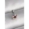 316L Çelik Gümüş Renk Zirkon Taşlı Çiçek Tragus Piercing