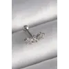 316L Çelik Gümüş Renk Zirkon Taşlı Çiçek Tragus Piercing
