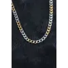 316L Çelik Gümüş ve Gold Renk Curb Erkek Kolye