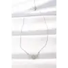 316L Çelik Silver Renk Zirkon Taşlı Kalpli Kanat Kolye