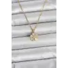 316L Çelik Zincir Gold Renk Yonca Model Kadın Kolye