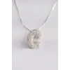 316L Çelik Zincirli Zirkon Taşlı C Harfli Silver Renk Bubble Kolye