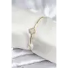 Beyaz Sedefli Yonca Model Gold Renk Kadın Bileklik