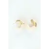 CCB Krem Gold Çift Renk Küpe
