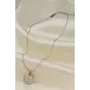 Çelik Silver Renk Zirkon Taşlı Çivi Model Kadın Kolye