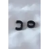 Çelik Siyah Renk Sıkıştırmalı Erkek Küpe
