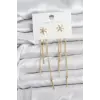 Çiçek Model Gold Pirinç Sallantılı Kadın Küpe
