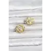 Çiçek Model Zirkon Taşlı Düğme veya Manşet Broşu