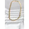 CM 14K Gold Renk Kalın Yassı Yılan Zincir Model 45 cm Kadın Kolye