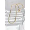 CM 14K Gold Renk Yassı Ezme Zincir Model 60 cm Kadın Kolye