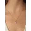 Gold Lila Renk Kelebek Figür Kadın Kolye