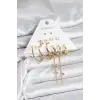 Gold Renk 6 Çift Pirinç Kadın Küpe Seti